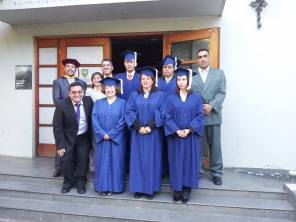 Graduando alumnos en Temuco, Chile.